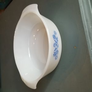 Fire king milk glass serving bakeware blue flowers